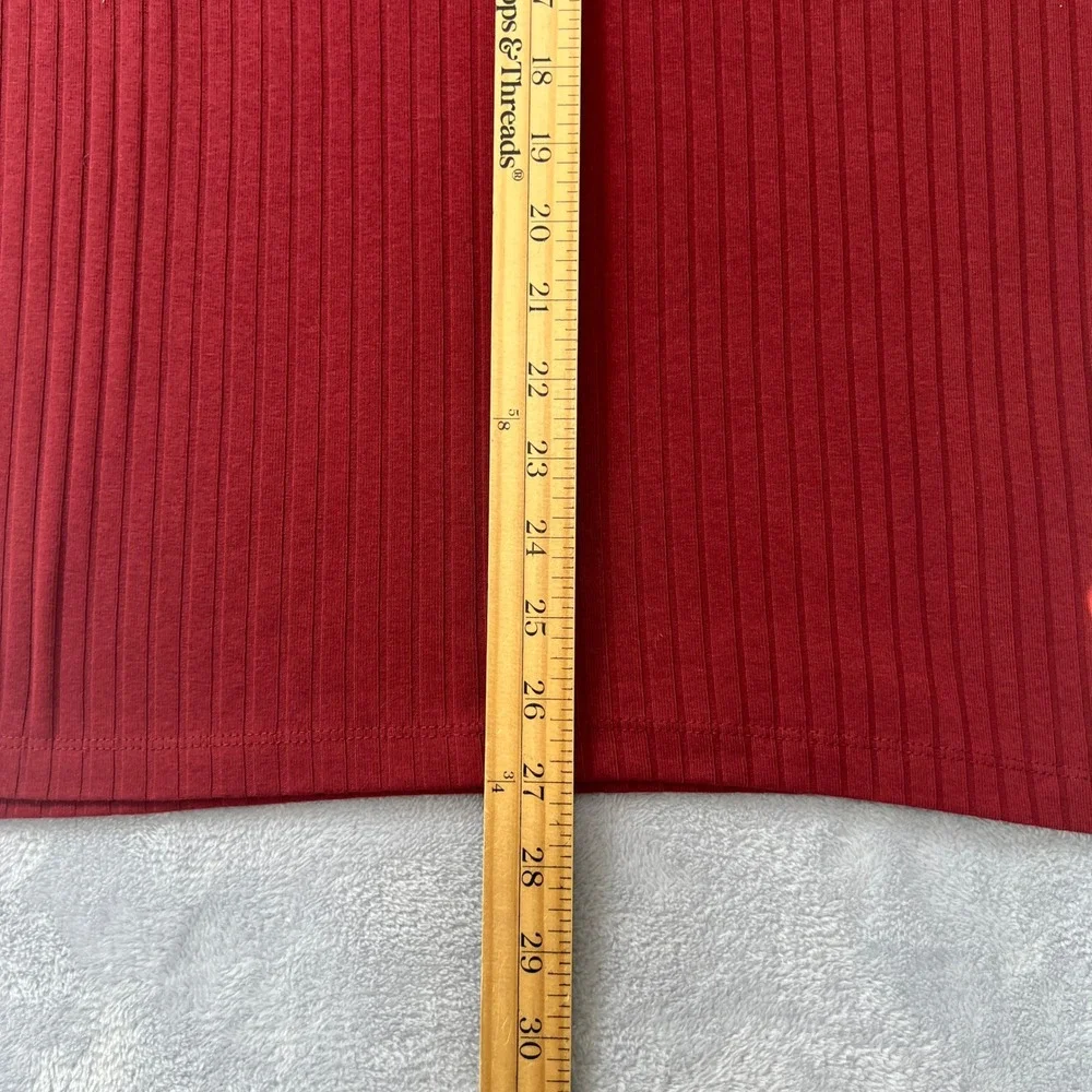 Kate Quinn Ribbed Henley Long Sleeve Top Medium‎ Burgundy Organic Cotton Spandex